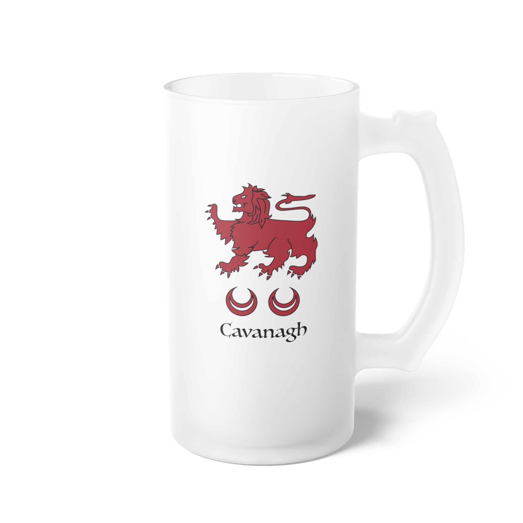 Cavanagh Family Crest Frosted Glass Beer Mug - Image 2